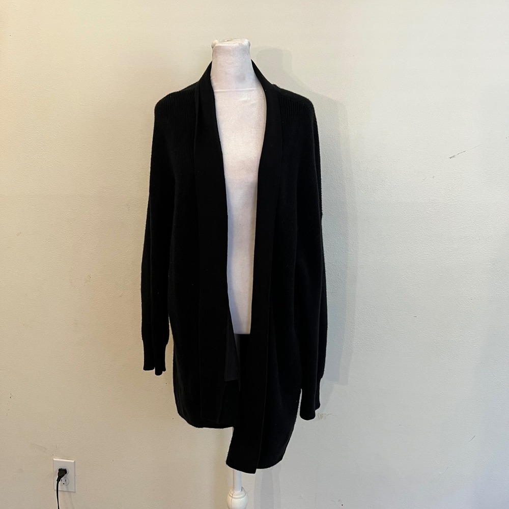 Lululemon Merino Wool Blend Open Front Cardigan Black LW3GKBS Size 10